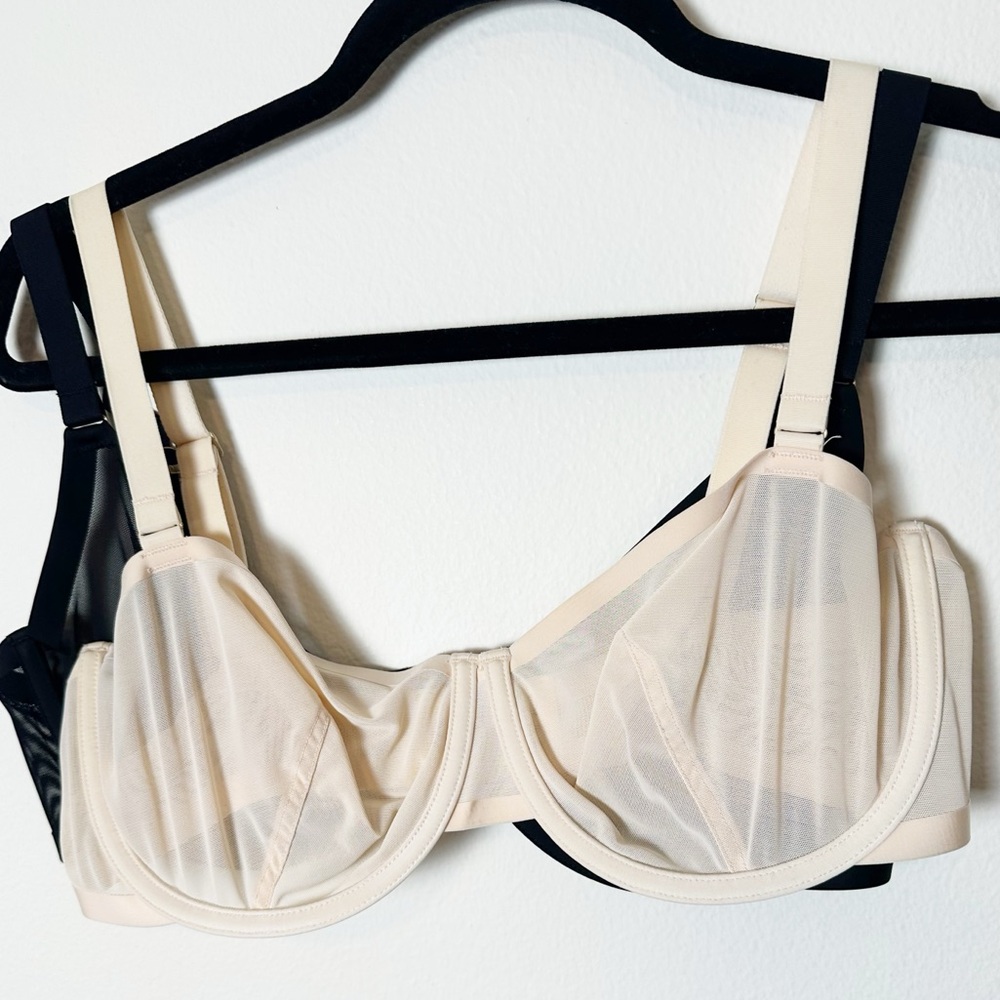 CUUP 36E Sheer Cream and Black Bra